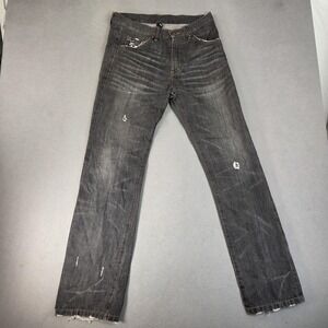 Resin Jeans Mens 30x32 Charcoal Gray Selvedge Straight Leg Denim Frayed Hem